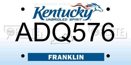 ADQ576 Kentucky License Plate