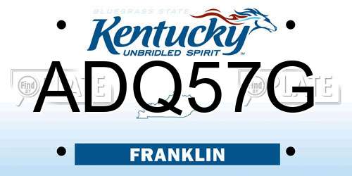 ADQ57G Kentucky License Plate