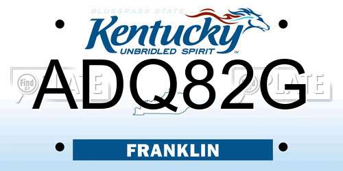 ADQ82G Kentucky License Plate