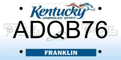 ADQB76 Kentucky License Plate
