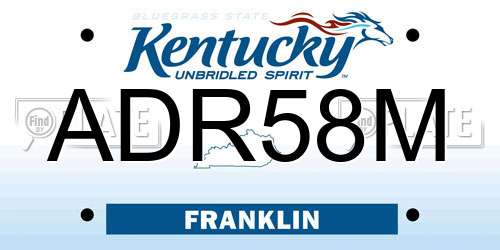 ADR58M Kentucky License Plate