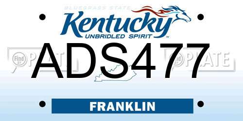 ADS477 Kentucky License Plate