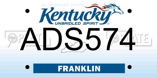 ADS574 Kentucky License Plate