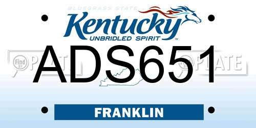 ADS651 Kentucky License Plate