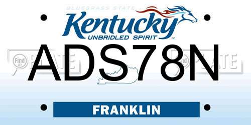 ADS78N Kentucky License Plate