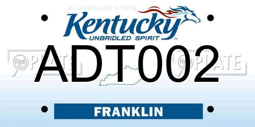 ADT002 Kentucky License Plate