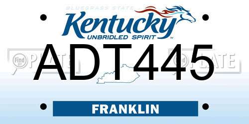 ADT445 Kentucky License Plate