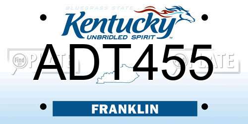 ADT455 Kentucky License Plate