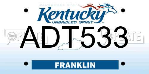 ADT533 Kentucky License Plate