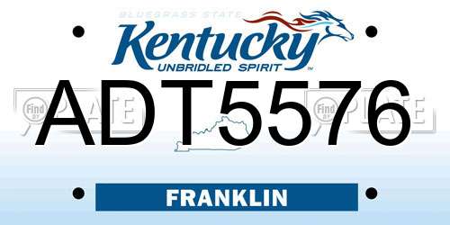ADT5576 Kentucky License Plate