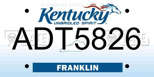 ADT5826 Kentucky License Plate