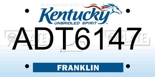 ADT6147 Kentucky License Plate
