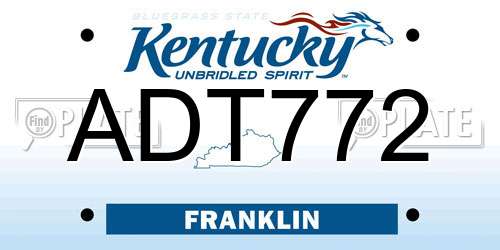 ADT772 Kentucky License Plate