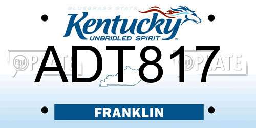 ADT817 Kentucky License Plate