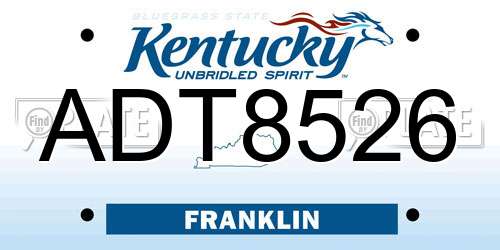 ADT8526 Kentucky License Plate