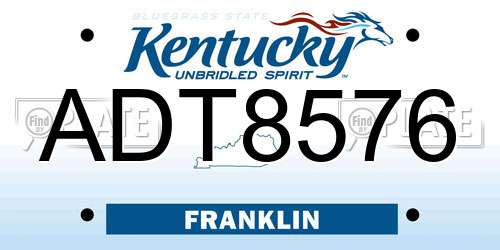 ADT8576 Kentucky License Plate
