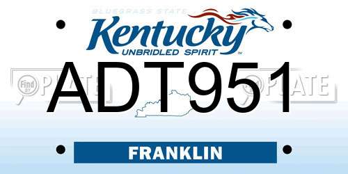 ADT951 Kentucky License Plate