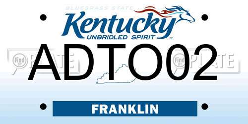 ADTO02 Kentucky License Plate