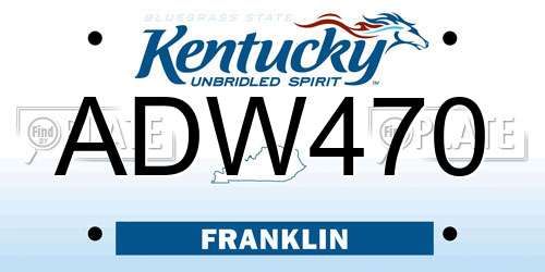 ADW470 Kentucky License Plate