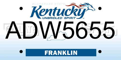 ADW5655 Kentucky License Plate
