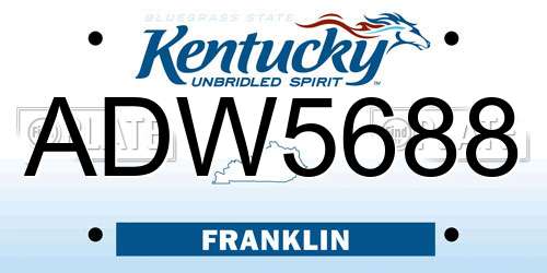 ADW5688 Kentucky License Plate