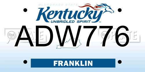 ADW776 Kentucky License Plate