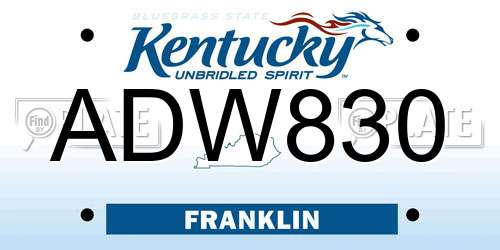 ADW830 Kentucky License Plate