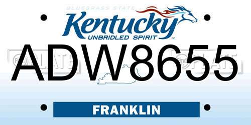 ADW8655 Kentucky License Plate