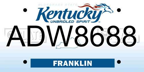 ADW8688 Kentucky License Plate