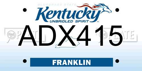 ADX415 Kentucky License Plate