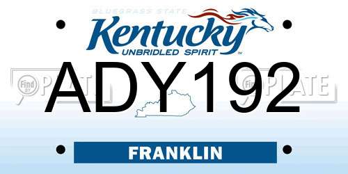 ADY192 Kentucky License Plate