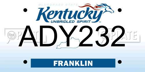 ADY232 Kentucky License Plate