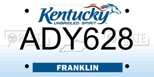 ADY628 Kentucky License Plate