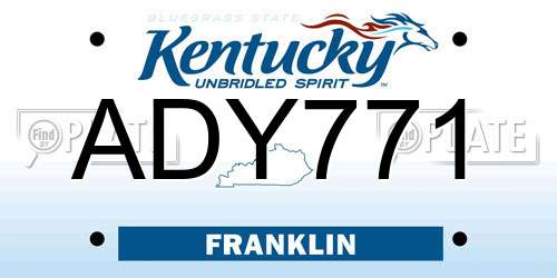 ADY771 Kentucky License Plate