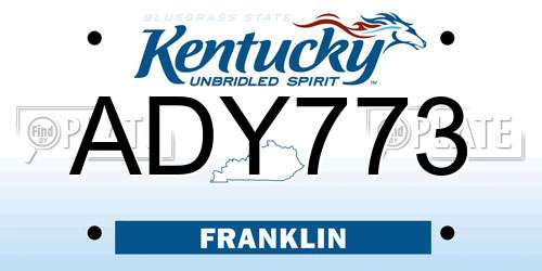 ADY773 Kentucky License Plate