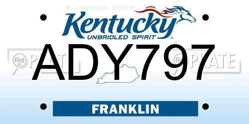 ADY797 Kentucky License Plate