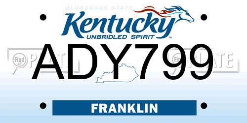 ADY799 Kentucky License Plate