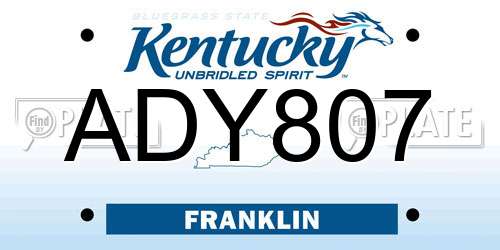 ADY807 Kentucky License Plate