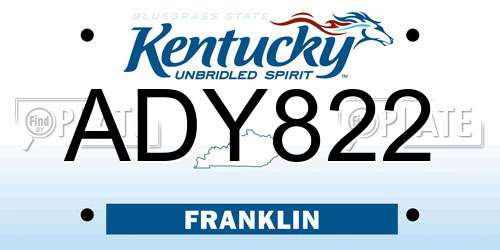 ADY822 Kentucky License Plate
