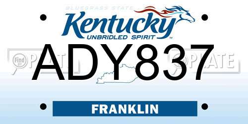 ADY837 Kentucky License Plate