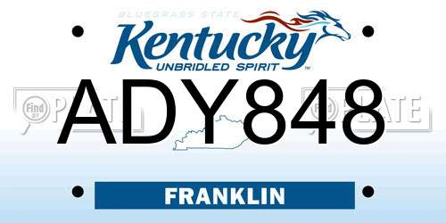 ADY848 Kentucky License Plate
