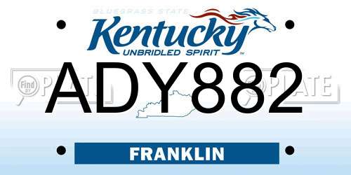 ADY882 Kentucky License Plate