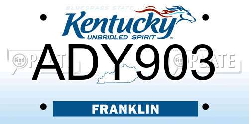 ADY903 Kentucky License Plate