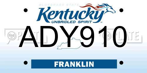 ADY910 Kentucky License Plate