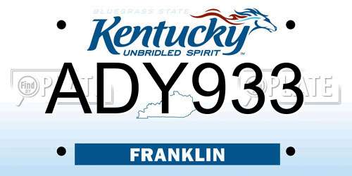 ADY933 Kentucky License Plate