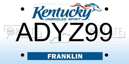ADYZ99 Kentucky License Plate