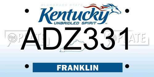 ADZ331 Kentucky License Plate
