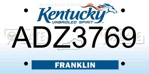 ADZ3769 Kentucky License Plate