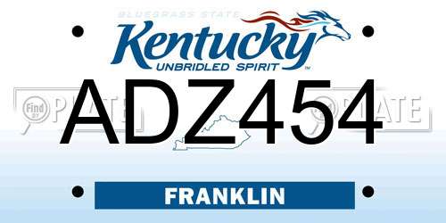 ADZ454 Kentucky License Plate