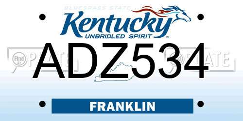 ADZ534 Kentucky License Plate